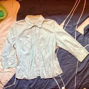 Y2k 90s vintage pastel green blue button up down blouse by Merona